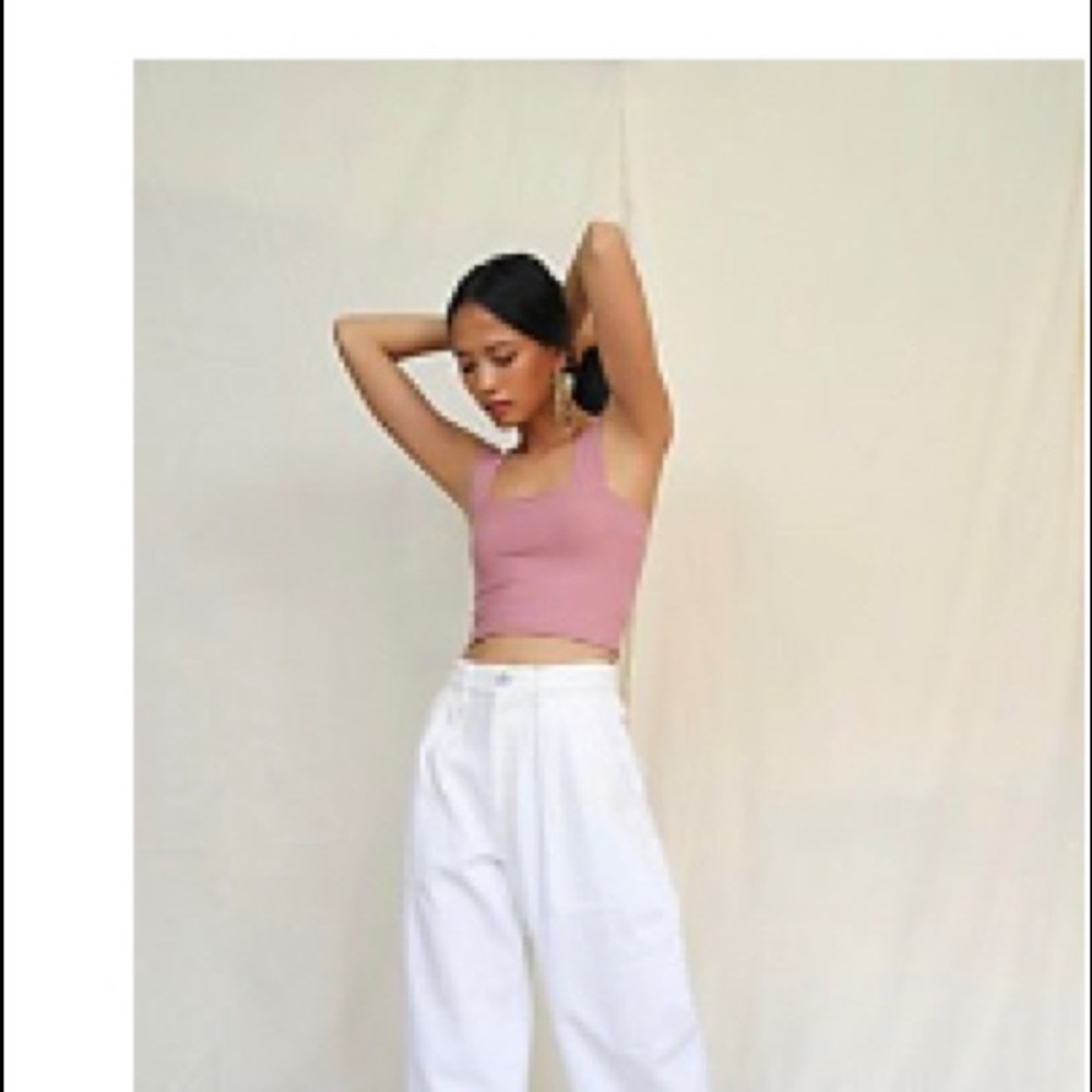 FREE PEOPLE ROSE SQUARE NECK RIBBED CROP